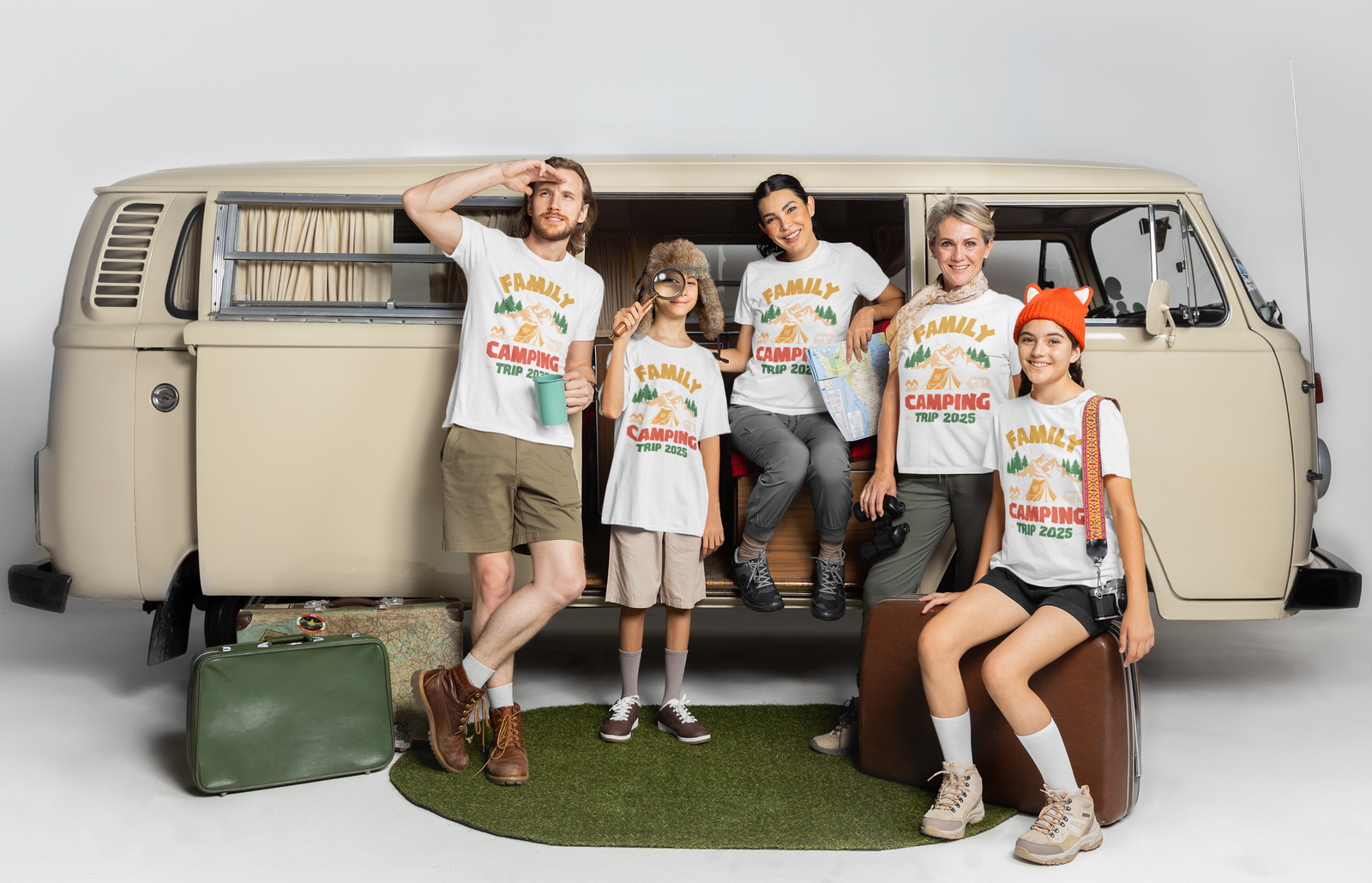 bella canvas t shirt mockup of a happy family posing next to a camper van m34973 (1)